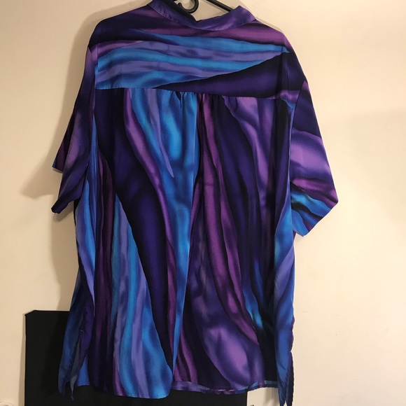 A PERSONAL TOUCH SHORT SLEEVE PURPLE BLUE STRIPE BLOUSE TOP SIZE 4X- 5X - Picture 6 of 7